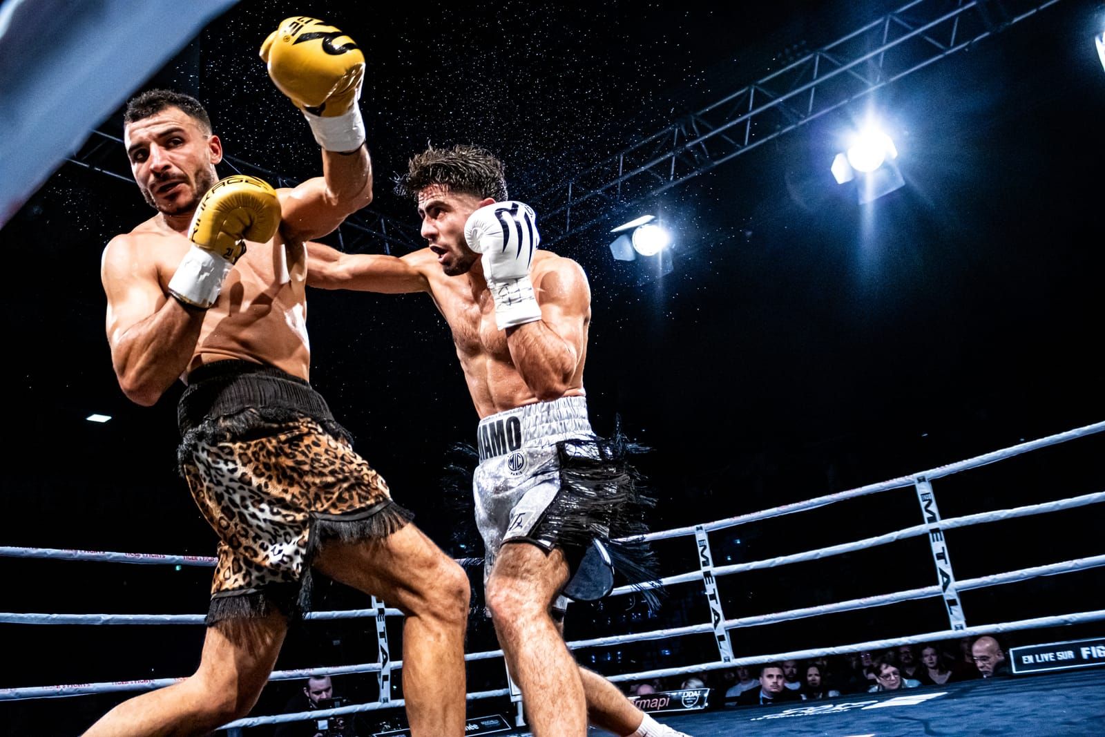 Échange de coups de pied lors d’un combat de K-1 au Tiger’s Fights